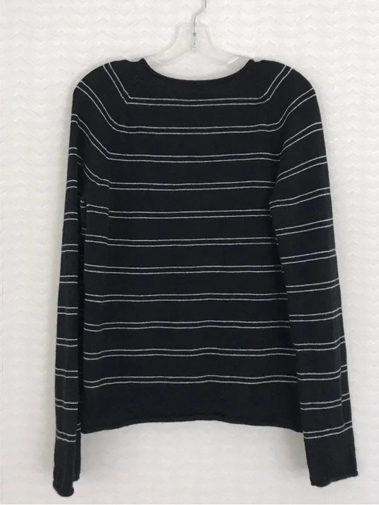 Vince Black Crewneck Sweater with White Stripes - Picture 5 of 7